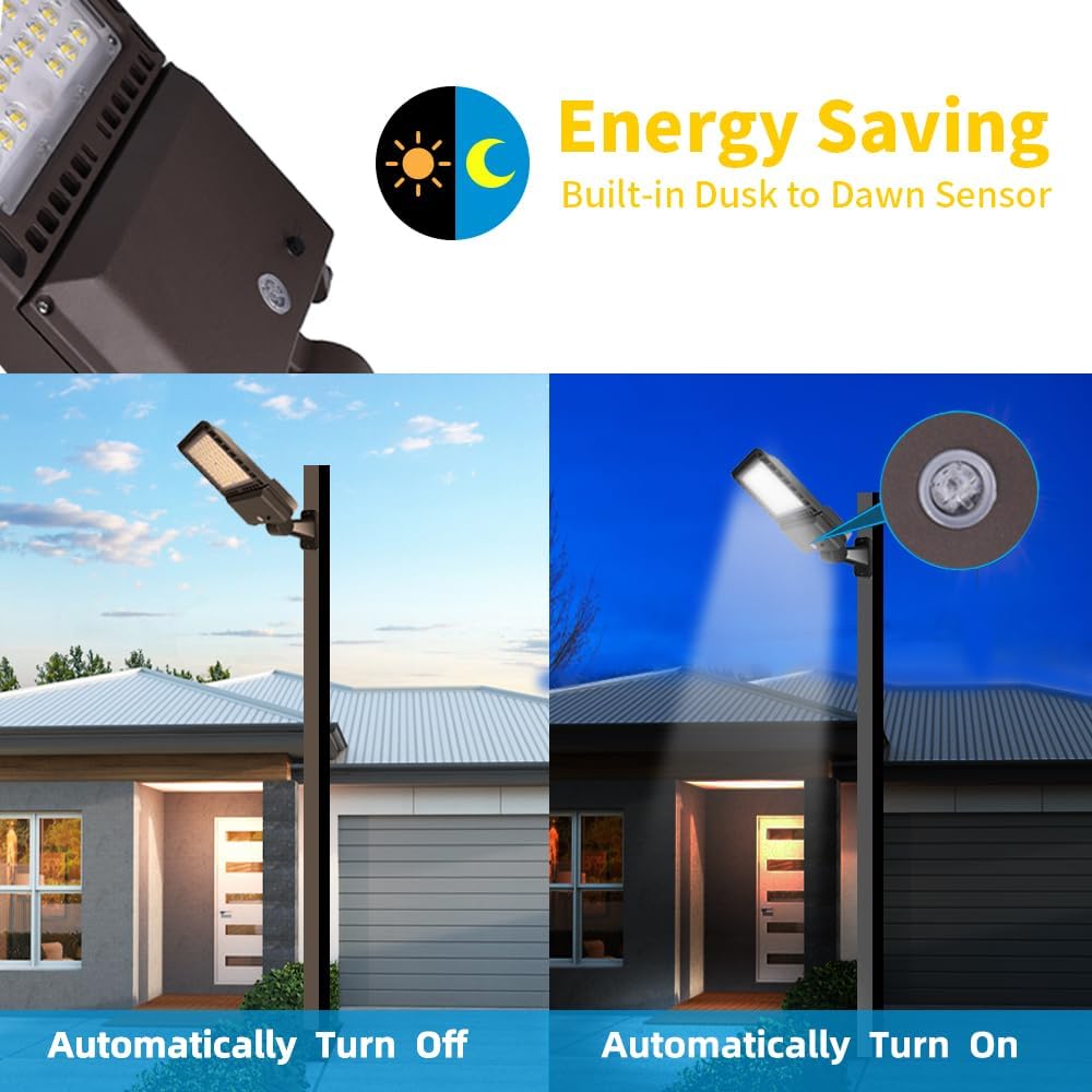 300W LED Parking Lot Lights with Adjustable Arm Mount,39000LM 5000K LED Street Light with Dusk to Dawn Photocell,IP65 Waterproof 110-277V Shoebox Light Commercial Area Lighting ETL Listed(3 Pack)