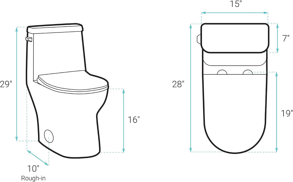 Ivy One-Piece Elongated Toilet Left Side Flush, 10' Rough-In 1.28 gpf