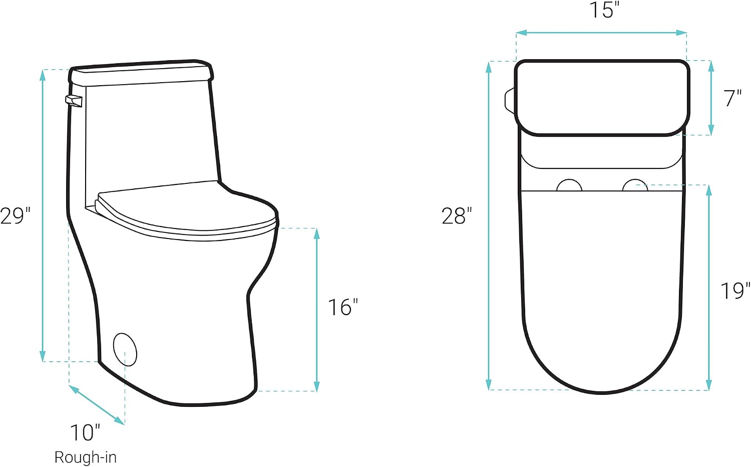 Ivy One-Piece Elongated Toilet Left Side Flush, 10' Rough-In 1.28 gpf