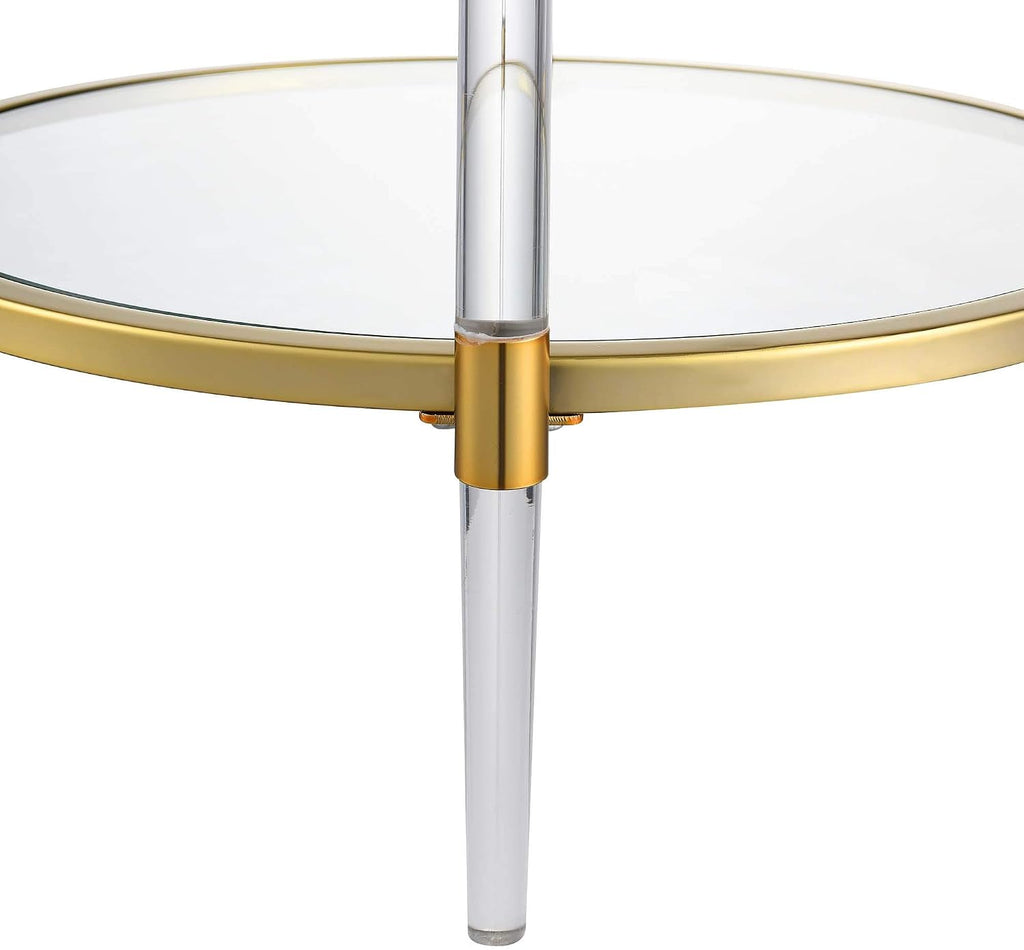 Convenience Concepts Royal Crest 2 Tier Acrylic Glass End Table, Glass/Gold