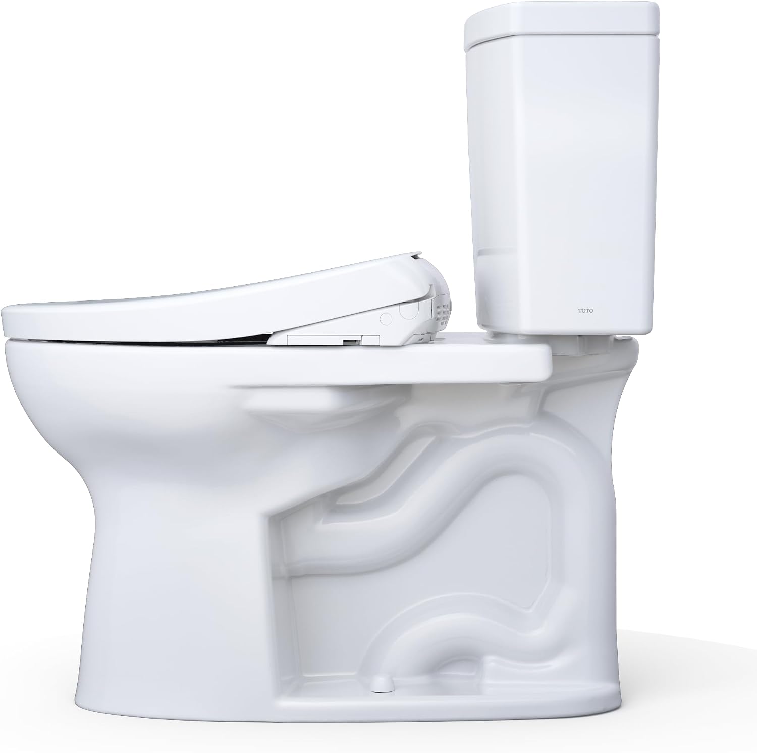 TOTO® WASHLET®+ Drake® II 1G® Two-Piece Elongated 1.0 GPF Toilet with Auto Flush WASHLET®+ S7 Contemporary Bidet Seat, Cotton White - MW4544726CUFGA#01