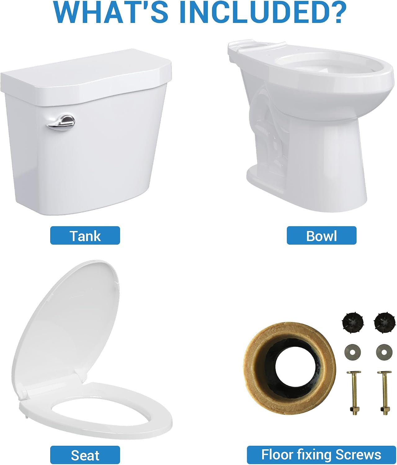 GarveeTech Two-Piece Toilet with Elongated Bowl, 19' ADA Height for Bathrooms, Soft Close Seat, Toilet with 1.28 Siphonic Flush, White