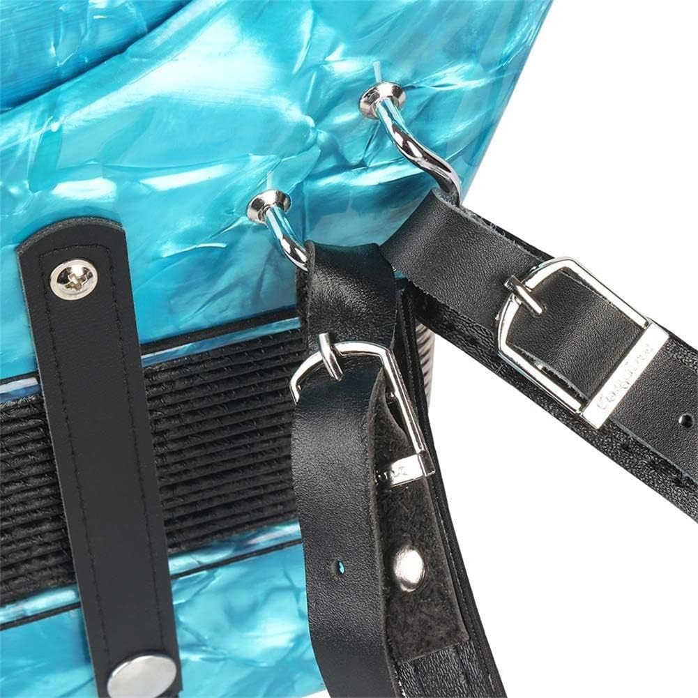 22 Buttons Accordion, 22 Keys 8 Bass Exquisite Celluloid Piano Accordion with Adjustable Straps, Professional Musical Instruments for Adults Beginners (Color : Cyan)