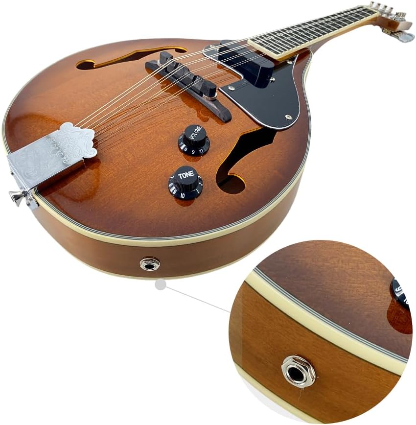 Mandolin Musical Instrument A Style E-Acoustic Mandolin Instrument Kit 8 String for Beginners Adults with Carrying Case Extra Strings Picks Cleaning Cloth