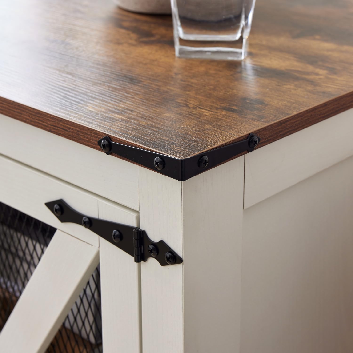 Farmhouse End Table Set with Charging Station Set of 2, Living Room Tables with Hidden Storage, Wood Square Sofa Bedside Tables, Night Stand with Power Outlet and Door, White