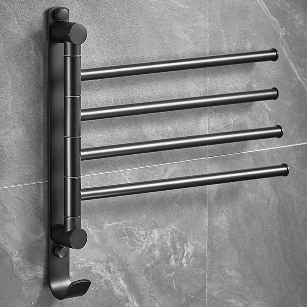 ZHOUXIAO Brass Swing Out Towel Bar Gold Black Finish,Vintage Towel Racks for Bathroom or Kitchen, Metal Towel Bar Folding Arm Swivel Hanger Bathroom Storage Organizer Wall Mo A