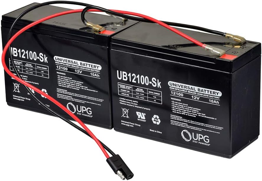 AlveyTech Premium 24 Volt Battery Pack for Currie Technology eZip, GT, IZIP, Mongoose, and Schwinn Scooters (10 Ah, with Harness) - Replacement Set of 2 Rechargeable AGM Batteries
