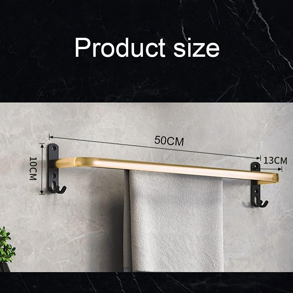 LSLYTQ Towel Rail Rack Bathroom Towel Rack Bathroom Rack Single Towel Bar, Black Gold Towel Rack, Toilet Wall Hanging Light Luxury Shelf for Bathroom Kitchen