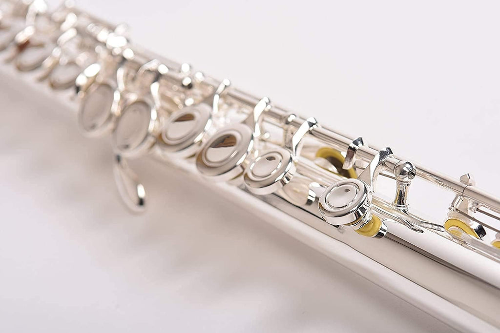 Flute Herche Superior Flute M2 Upgraded! | Professional Grade Musical Instruments for All Levels | SOLID NICKEL-SILVER | Complete Set, Shoulder Carry Case, Cleaning Rod, Tenon protectors, Service Plan