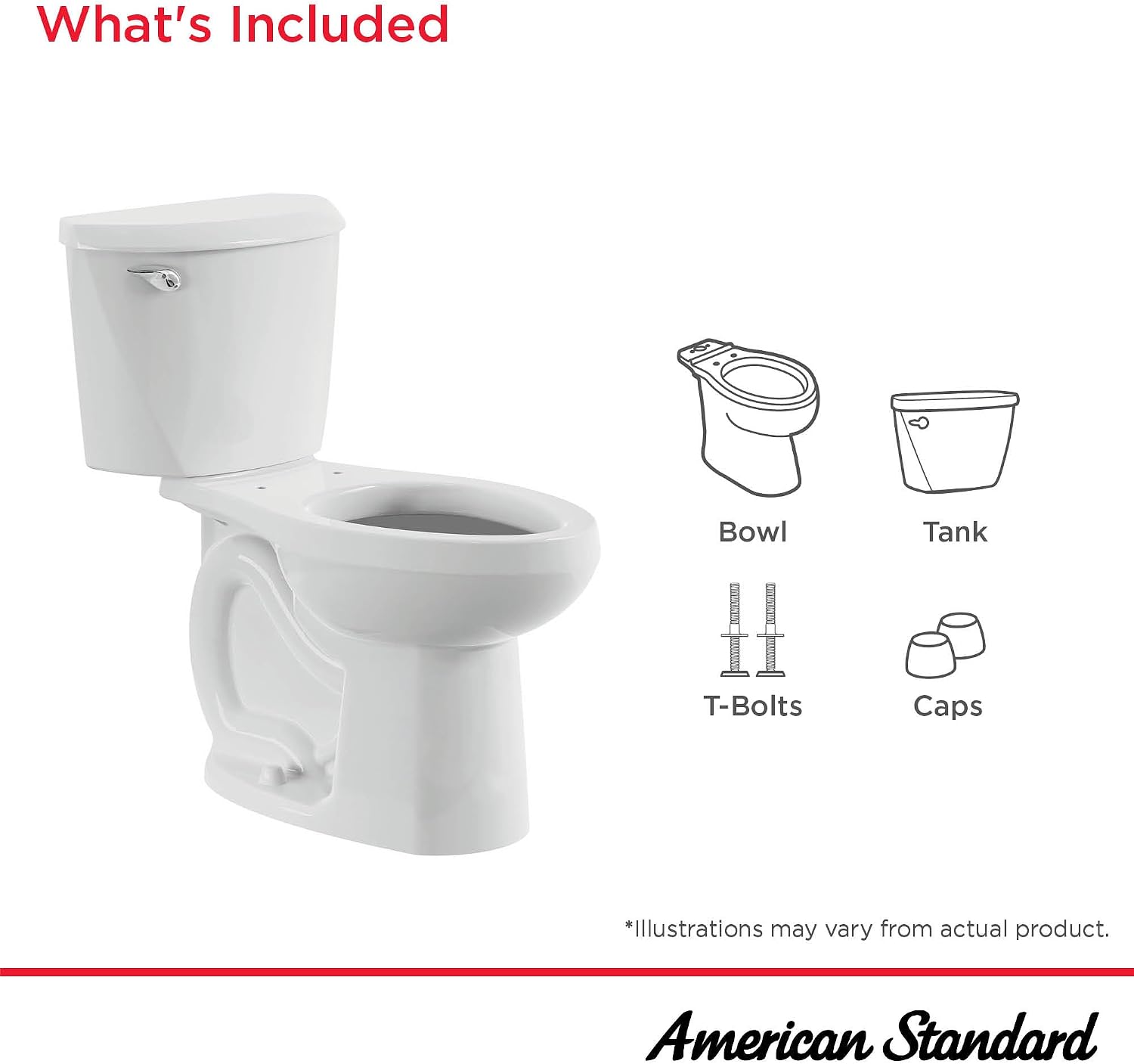 American Standard 250AA104.020 Colony 3 Two-Piece Toilet, Elongated Front, Chair Height, White, 1.28 gpf