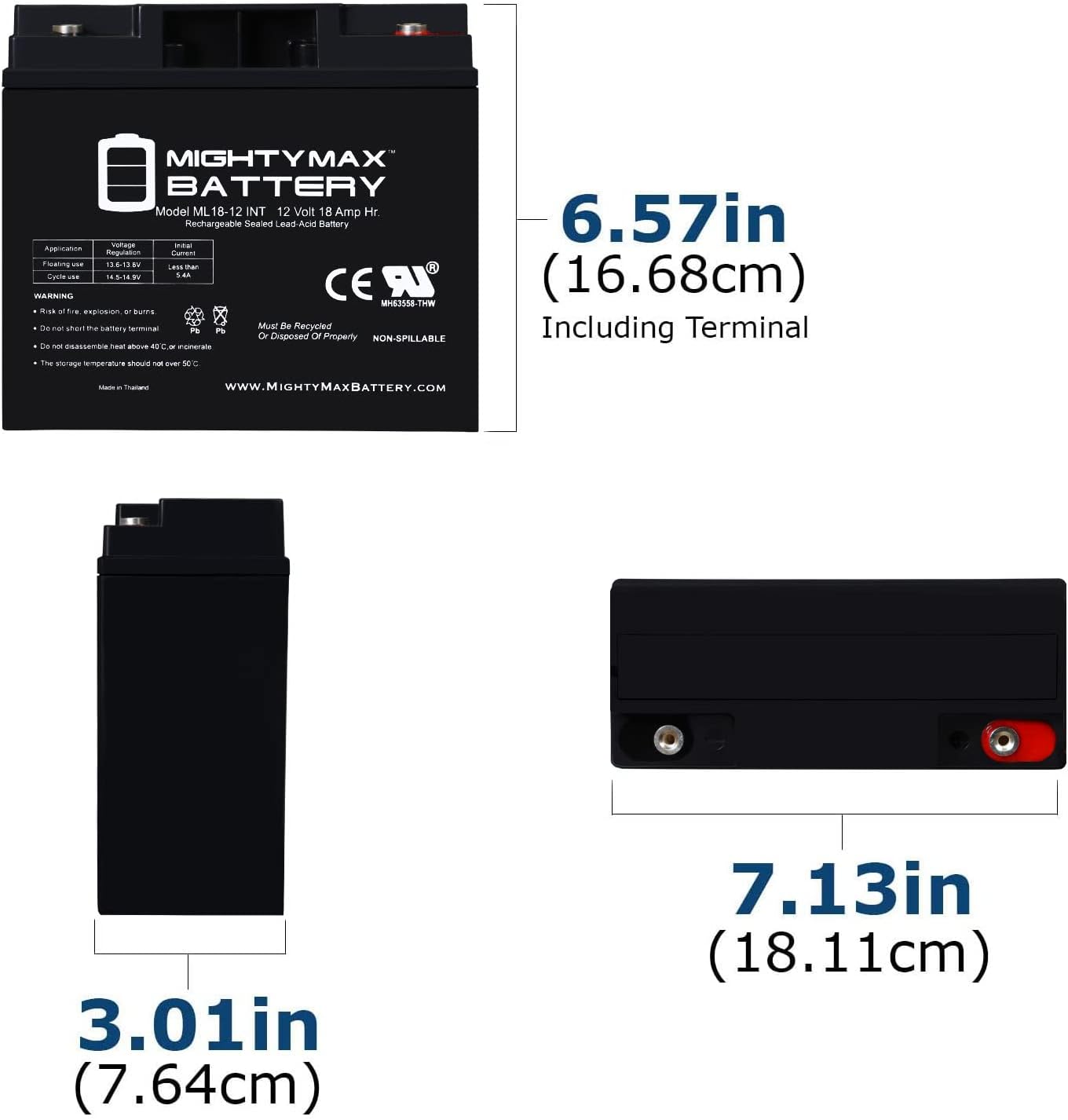 Mighty Max Battery 12V 18AH SLA INT Replacement Battery for E-Wheels EW-36 Mobility - 4 Pack