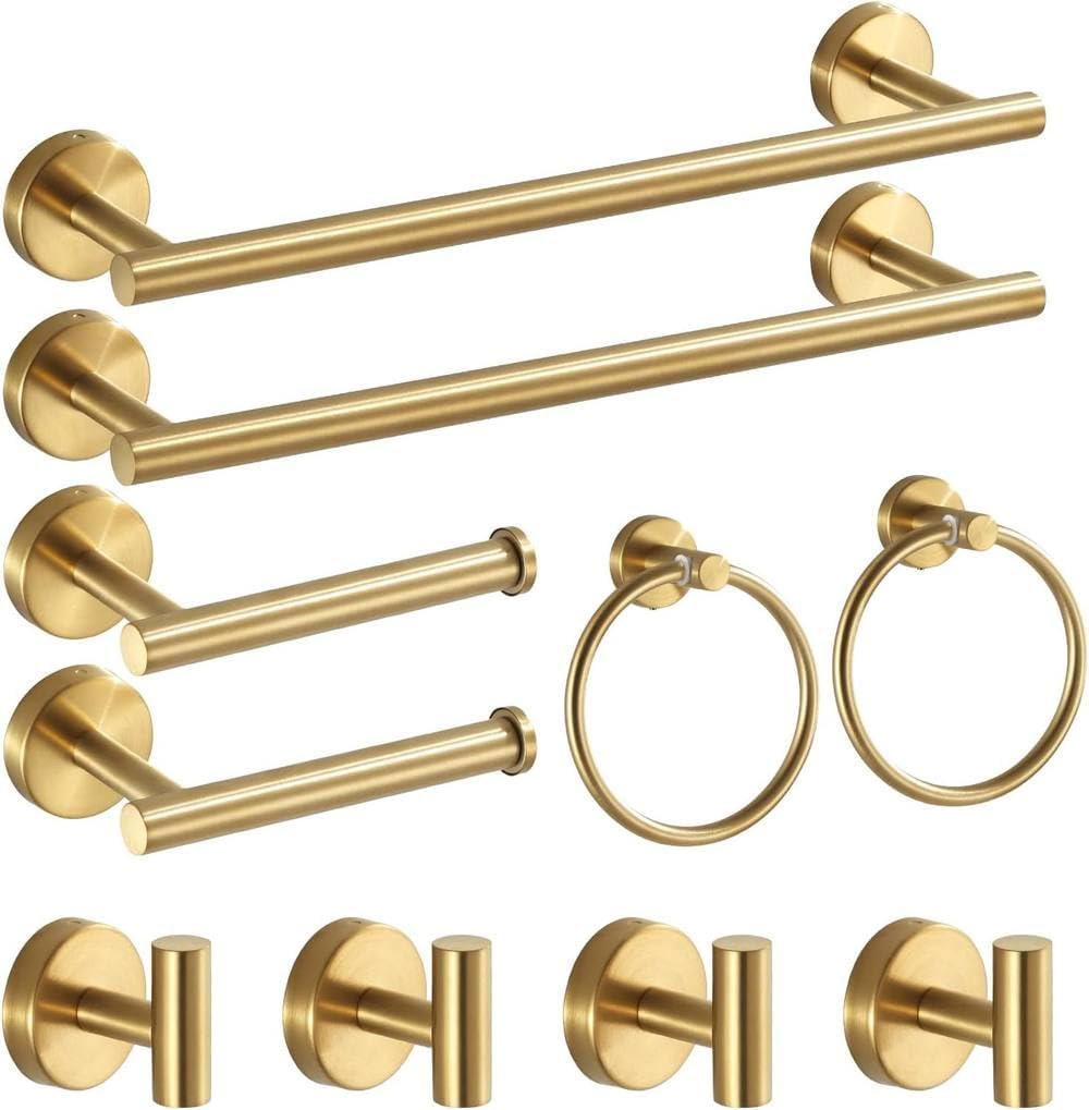 Bathroom Hardware Set Black and Gold Towel Bar Including 2pcs 16inch Bars Toilet Paper Holders,United States