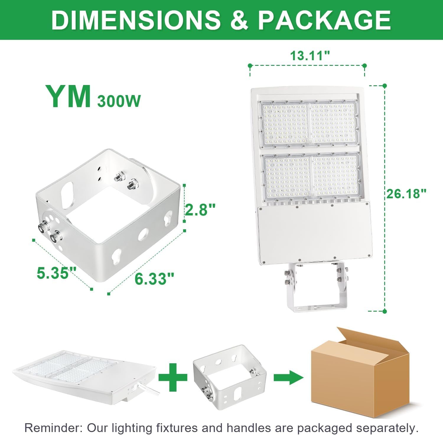 480V 300W LED Parking Lot Lights, 42000LM 5000K White LED Shoebox Street Light (1000W MH/HPS Equiv.), Dimmable Outdoor Commercial Area Road Lighting with Yoke Mount, IP65 UL Listed