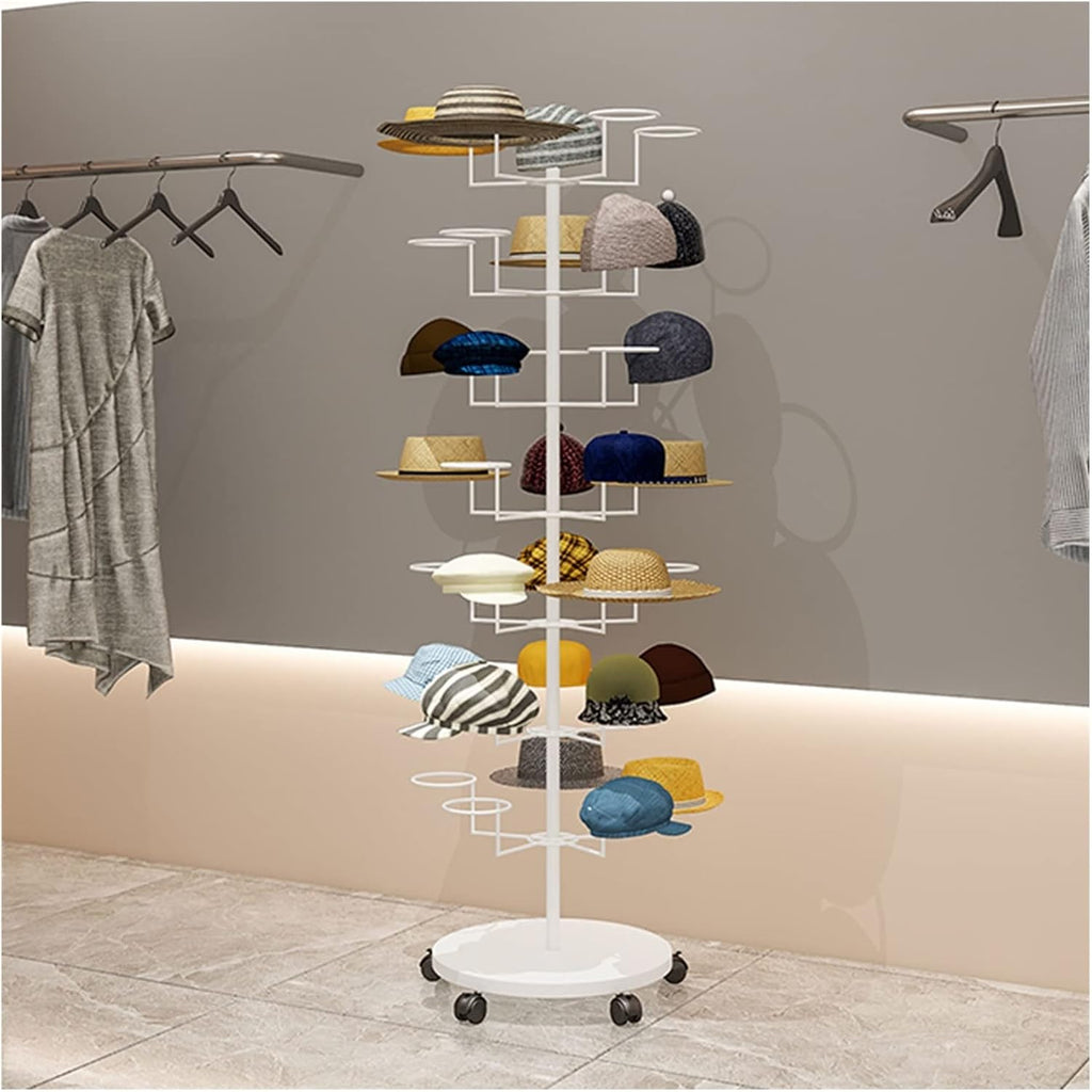 Hat Rack Hat Display Stand 7 Tiers Large Hat Racks Floor Stand with Wheels, Movable Standing Baseball Caps Display Holder - Place 35 Hats, Easy to Assemble