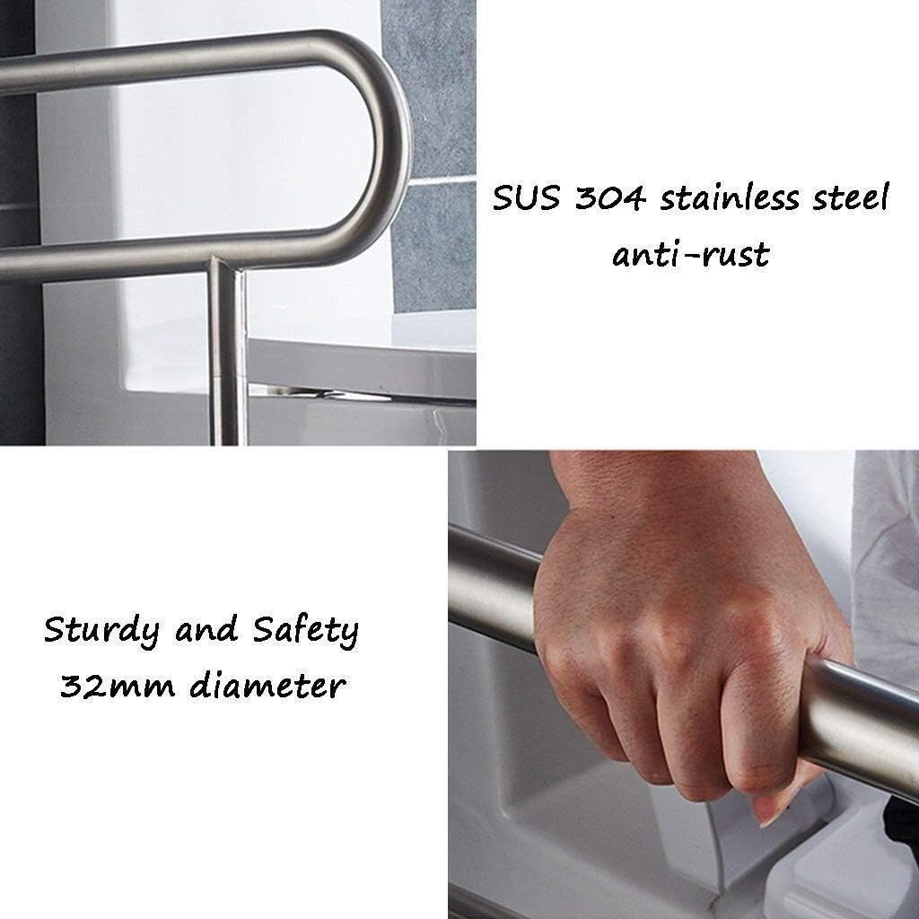 Toilet Frame Bathroom Toilet Grab Handles Grab Bars for Bathroom, 24-Inch Polished Chrome Stainless Steel Toilet Support Handrail with Leg Wall Mount