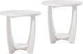 COZAYH Rustic Farmhouse end Table X 2P with Storage Shelf, French Country Accent Side Table for Family, Dinning or Living Room, Small Spaces, Modern, Round, White