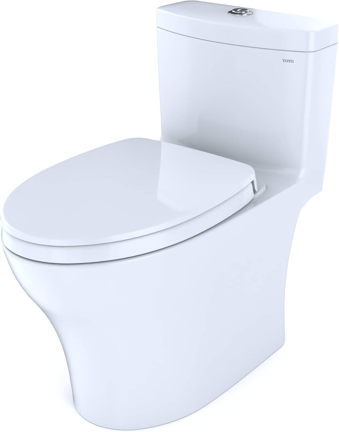 TOTO® Aquia® IV One-Piece Elongated Dual Flush 1.28 and 0.9 GPF Universal Height, WASHLET®+ Ready Toilet with CEFIONTECT®, Cotton White- MS646124CEMFGN#01