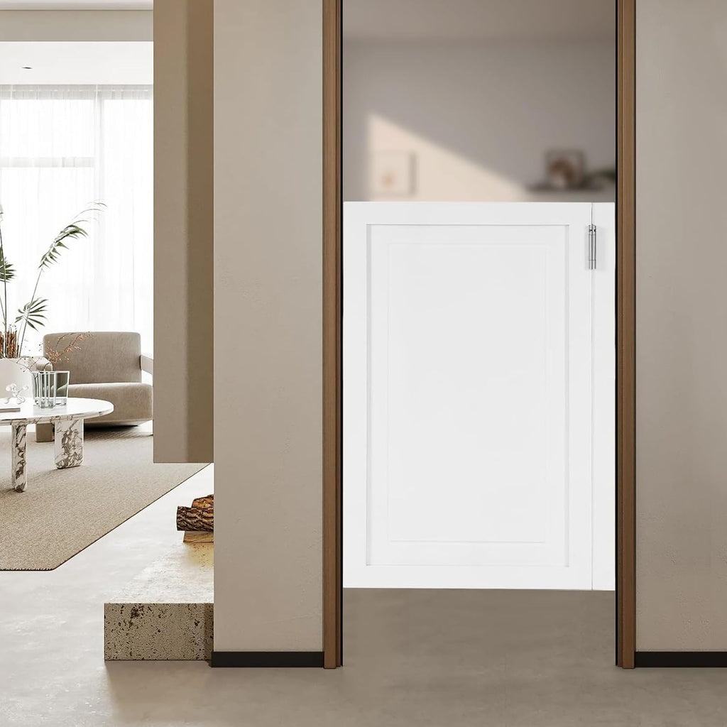 Swinging Doors Cafe Doors with 3 Hinges,Wood Swing Door Interior Saloon Half Partition Door for House Kitchen Shop Entrance Pub Porch(23.6x35.4in-White-3)