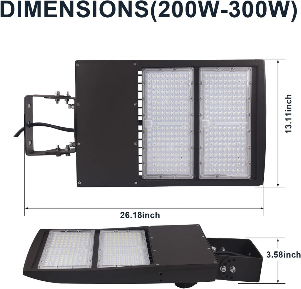 300W LED Parking Lot Light, 42000LM 4000K LED Shoebox Area Light, 0-10V Dimmable Commercial Outdoor Street Lighting (1000W HID/HPS Equivalent), IP65 20KV Surge Protection, AC100-277V UL Listed