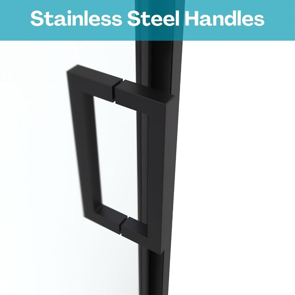 TOOLKISS 32 in. to 36 in. W x 72 in. H Pivot Swing Framed Shower Door in Matte Black with Clear Glass
