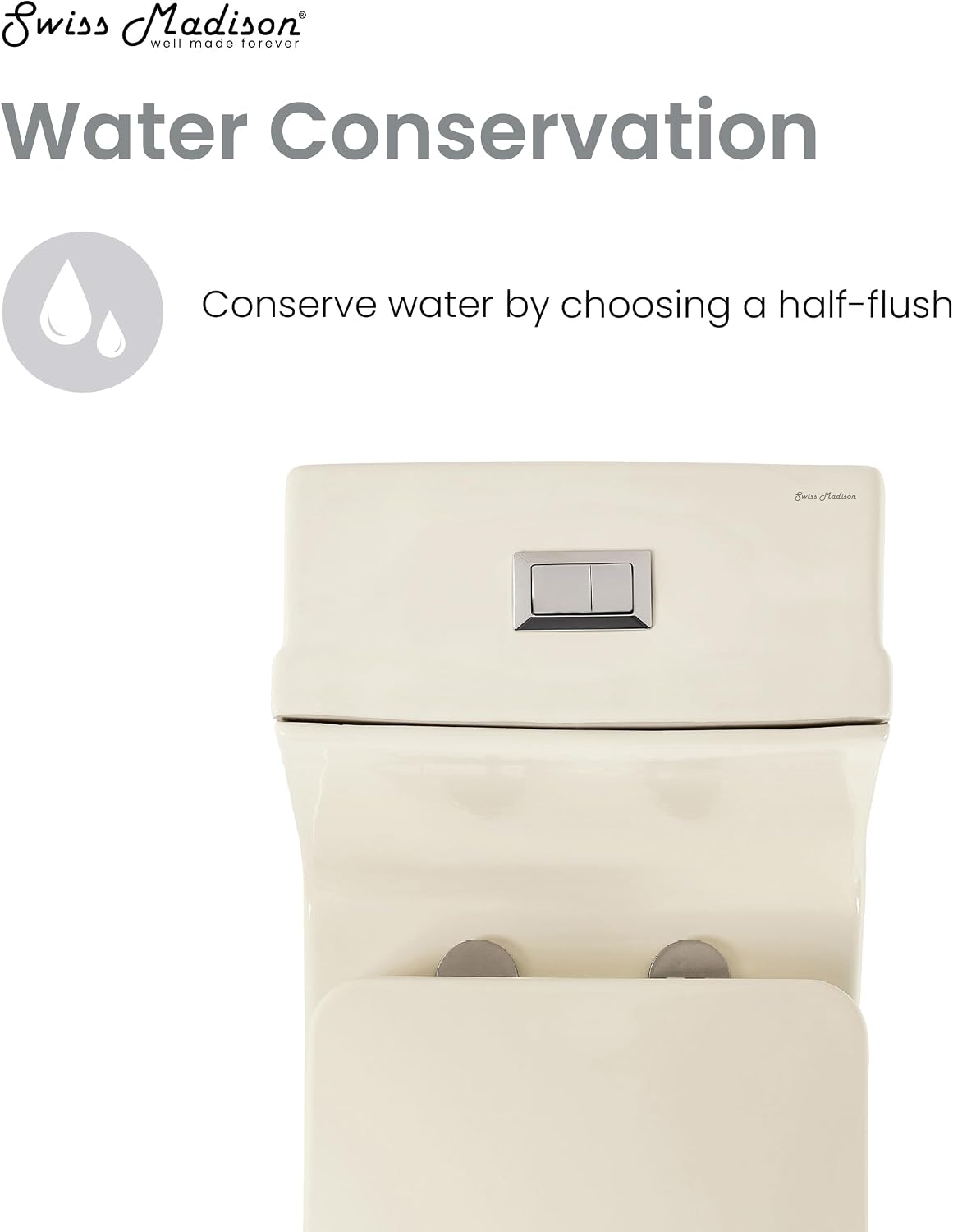 Swiss Madison Concorde One Piece Square Toilet Dual Flush 1.1/1.6 gpf in Bisque