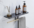 Marble Paper Towel Holder, Towel Rail, Wall Mounted Toilet Paper Holder, Shelf, black-30 Long Shelf with bar