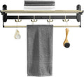Towel Rack Towel Rail Stainless Steel Folding Towel Rack with 4 Hooks Wall Mounted Towel Holder Light Bathroom Towel Shelf Bath Towel Bar Towel Bar Towel Holder/A-Black Gold/60Cm