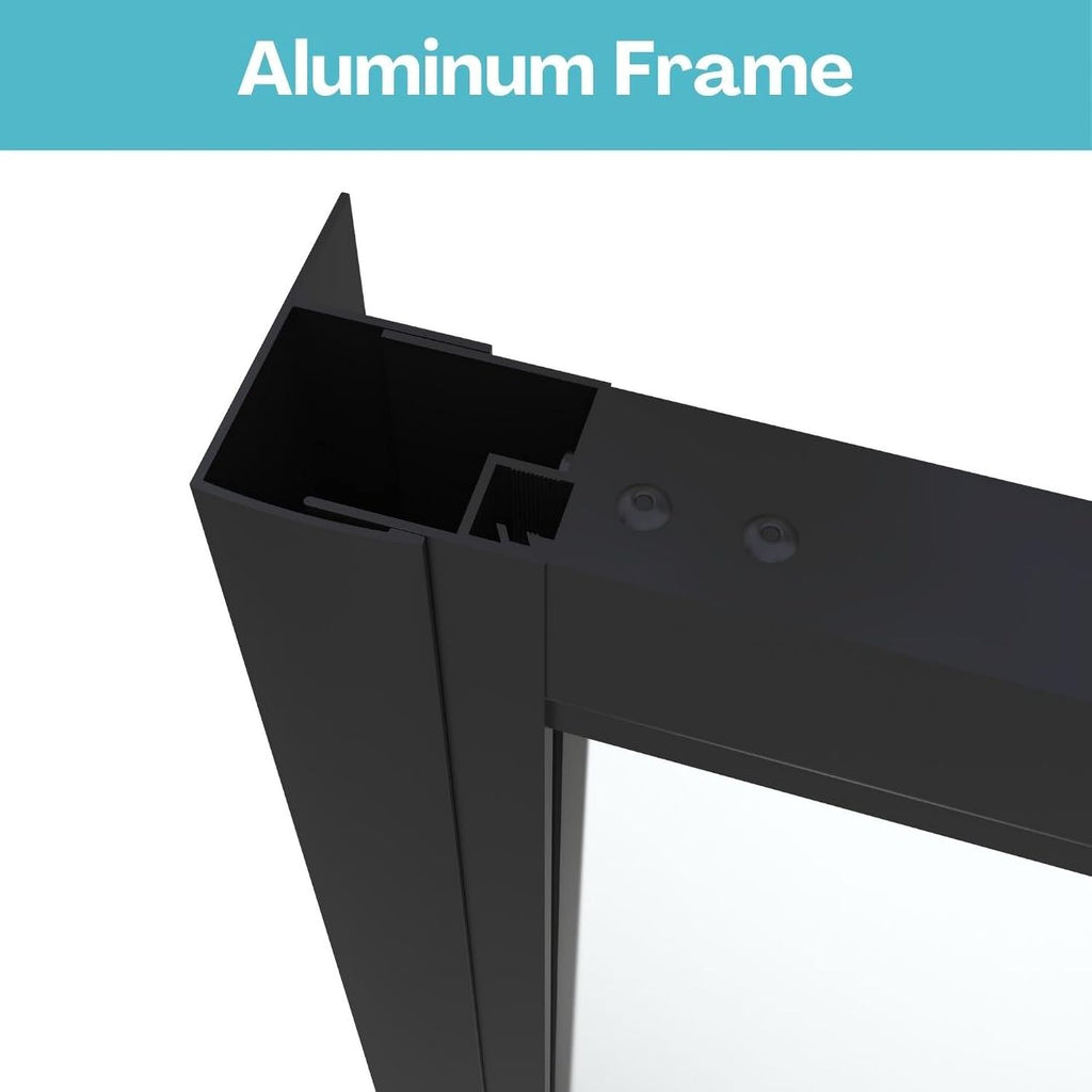 TOOLKISS 32 in. to 36 in. W x 72 in. H Pivot Swing Framed Shower Door in Matte Black with Clear Glass