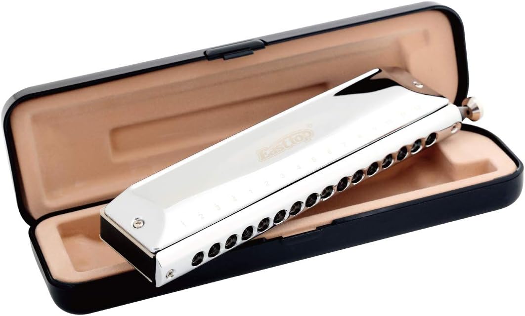 East top 16 Holes 64 Tonse Chromatic Harmonica Key of C, Chromatic Mouth Organ Harmonica for Adults, Professionals and Students (SR)