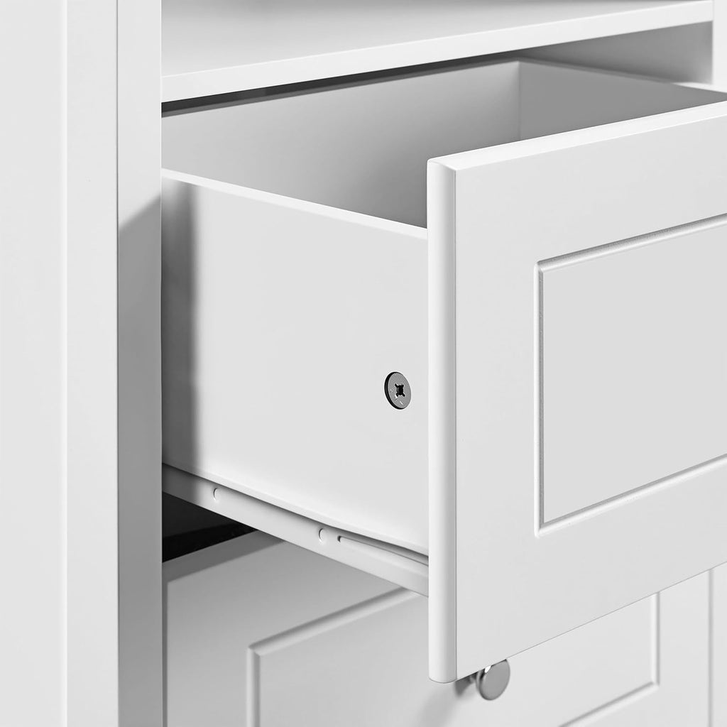 Yaheetech Bedside Table Set of 2, Tall Nightstand with 2 Drawer and Cubby, Wooden Cupboard for Bedroom Small Space, Bedside Cabinet Telephone Table, 16″ D × 19″ W × 29″ H, White