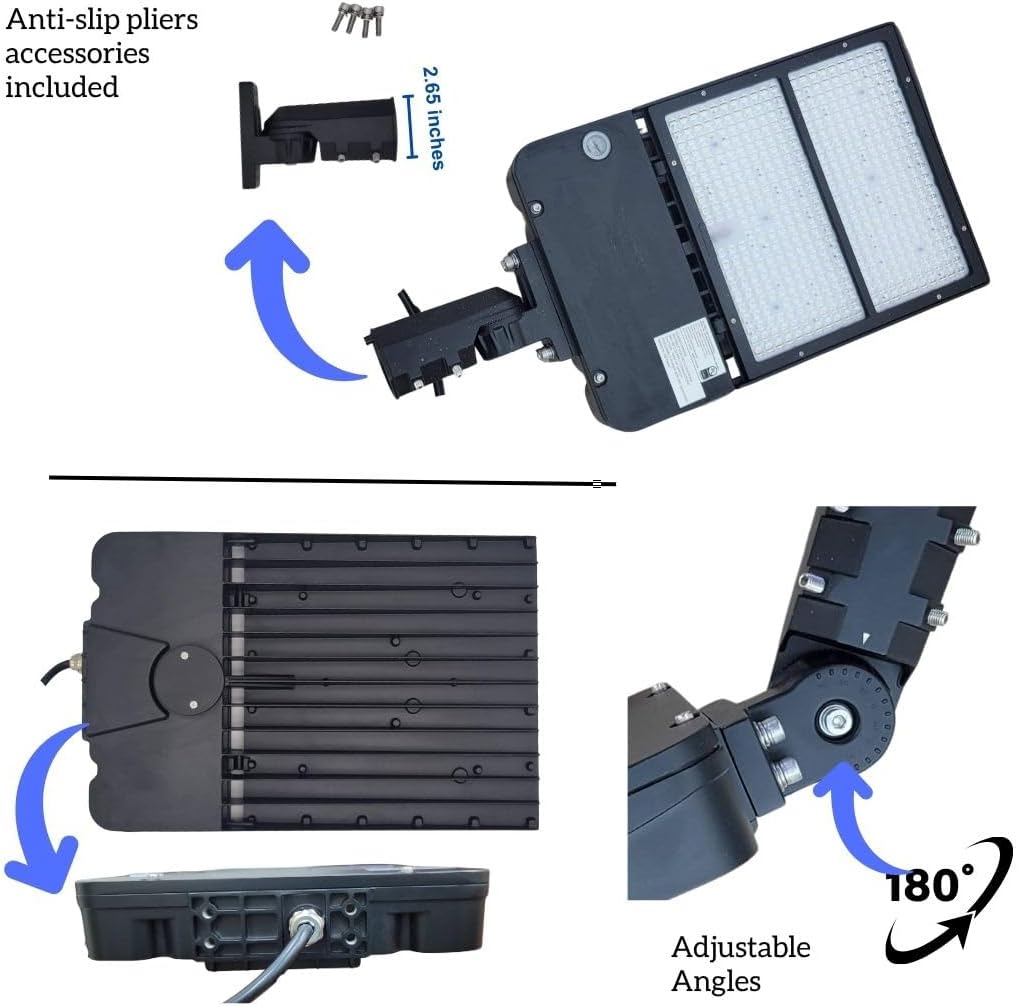 300W LED Street Light, DLC Certified Dusk to Dawn Parking Lot Lights - 6500K, 39000LM, Waterproof Outdoor Commercial Street & Area Lighting for Roadway, Security, Stadium, Pole Barn - ETL Listed