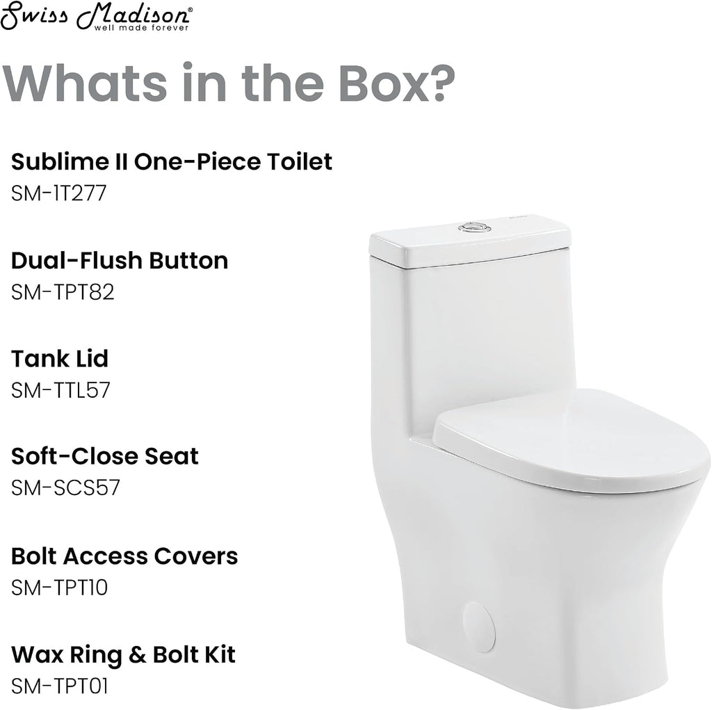 Sublime II One-Piece 10' Rough-in 1.1/1.6 GPF Dual Top Flush Round Compact Toilet in Glossy White
