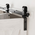 CCJH 84' Bi-Folding Sliding Barn Door Hardware Kit for 2 Doors,Slide Smoothly Quietly,Black Track J Shape Roller,No Door