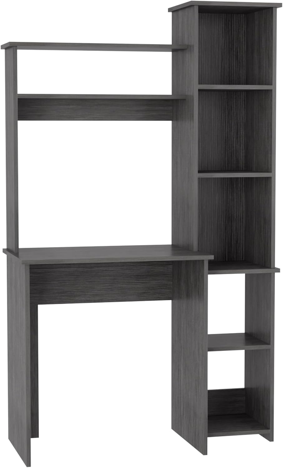 Tuhome Versalles Writing Desk with Two Superior Shelves, Five Side Open Storage Compartments, Space-Saving Modern Workstation Design for Studios and Offices, Ideal for Organization, Books
