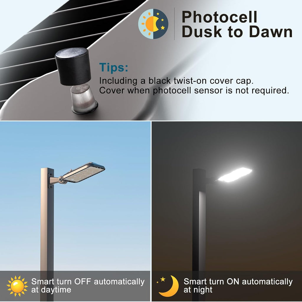 Lightdot 400W(486x1W) LED Parking Lot Light Adjustable Arm Mount LED Parking Lot Lighting (100000Lm Eqv 1600W HPS) IP65 LED Pole Lights Outdoor with Photocel for Yard,Driveway,Stadium,Roadway-3Pack