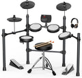 AiJoy Electric Drum Set for Beginners & Adults, Quiet Mesh Pads Digital Drum Kit, Dual-Zone Snare, 5 Drums 3 Cymbals, 195+ Sounds, USB MIDI, Includes Throne, Headphones & Sticks for Apartment Practice