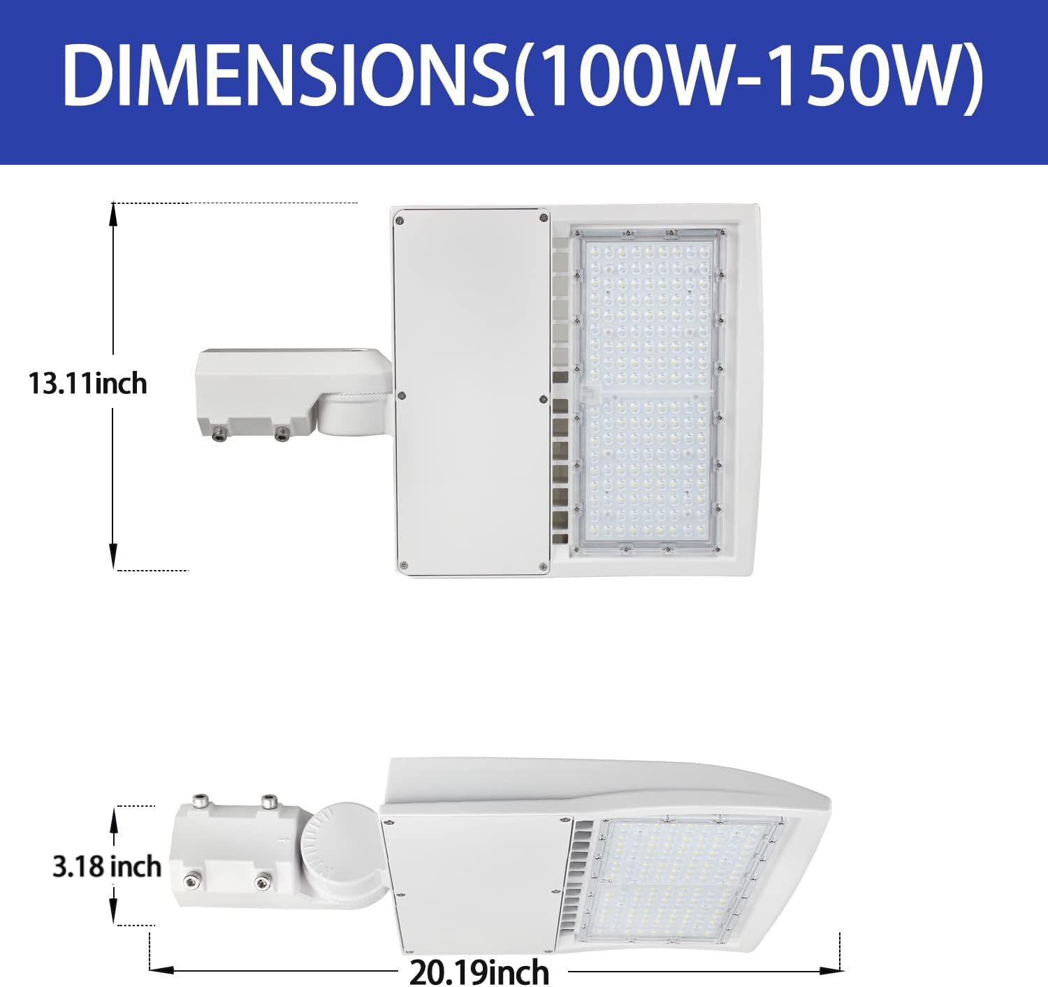 150W LED Parking Lot Light, 21000 LM 5000K White LED Shoebox Light [700W MH/HPS Equiv.] Adjustable Slip Fitter Mount Outdoor Pole Court Street Lighting- 100-277V