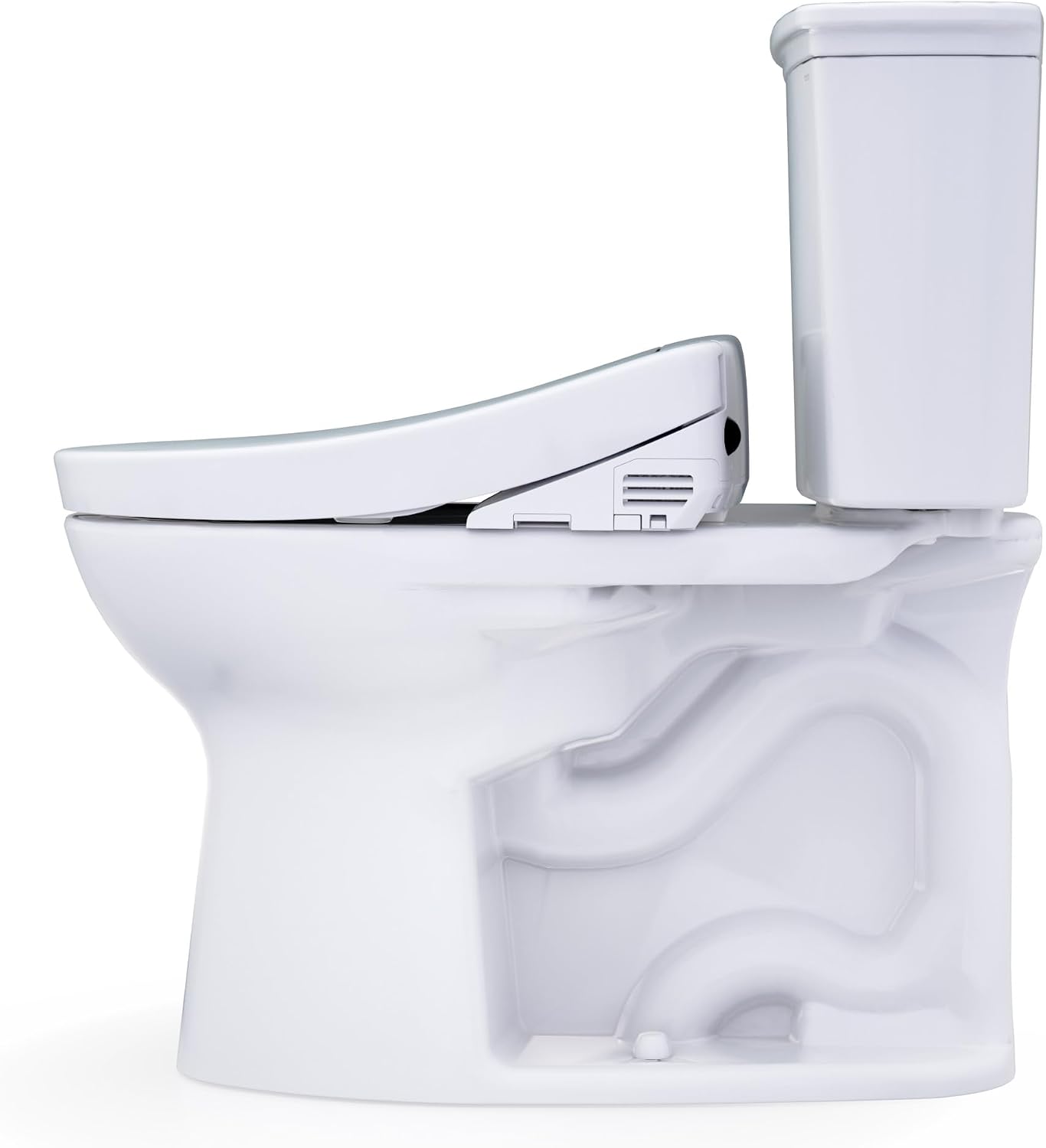 TOTO® Drake® Transitional WASHLET®+ Two-Piece Elongated 1.28 GPF Universal Height TORNADO FLUSH® Toilet with S5 Bidet Seat, Cotton White - MW7863446CEFG#01