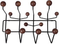 SHISEDECO Classic Hang it All Coat Rack, Mid Century Modern Wall Mounted Hooks with Painted Solid Wooden Balls, Decorative Creative Fashion Wood Hanger for Home, Bedroom (Dark Walnut)
