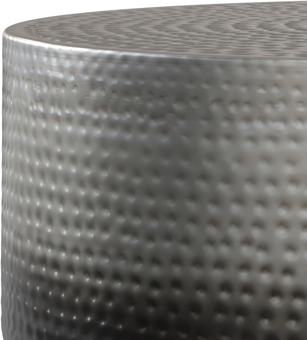 SIMPLIHOME Nova Drum Coffee Table - 36 inch Wide Metal Accent Table in Silver Ombre, Contemporary Living Room Table with Powder-Coated Finish and Floor Protectors, Assembled