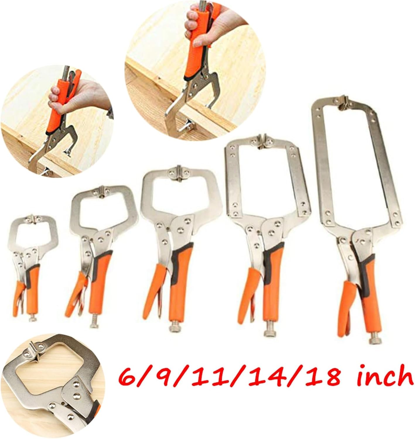 C Type Clip Vise Grip Woodworking Face Clamps 6/9/11/14/18-inch Locking Plier Multi-Function Steel Vise Grip Pliers(14-inch)