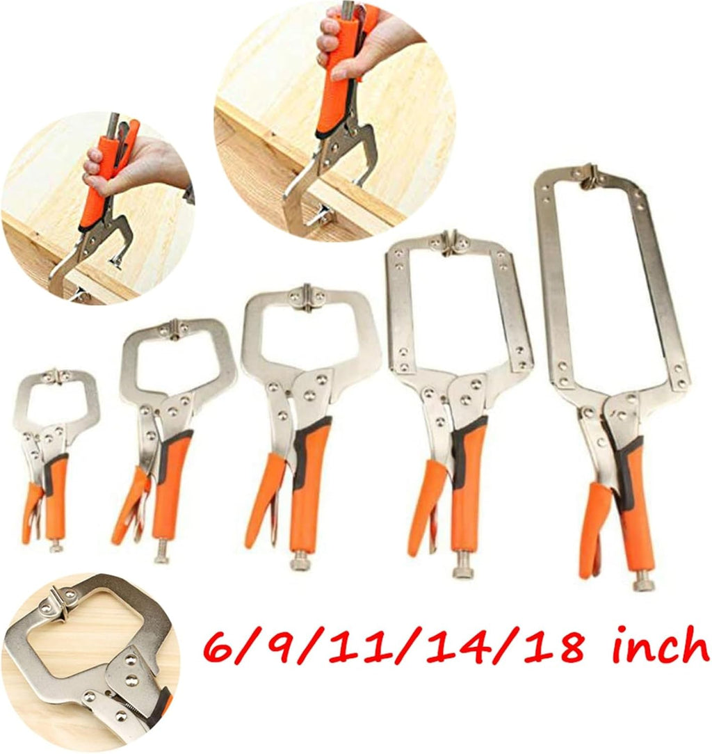 Vise Grip Pliers C Type Clip Vise Grip Woodworking Face Clamps 6/9/11/14/18-inch Locking Plier Multi-Function Steel(14-inch)