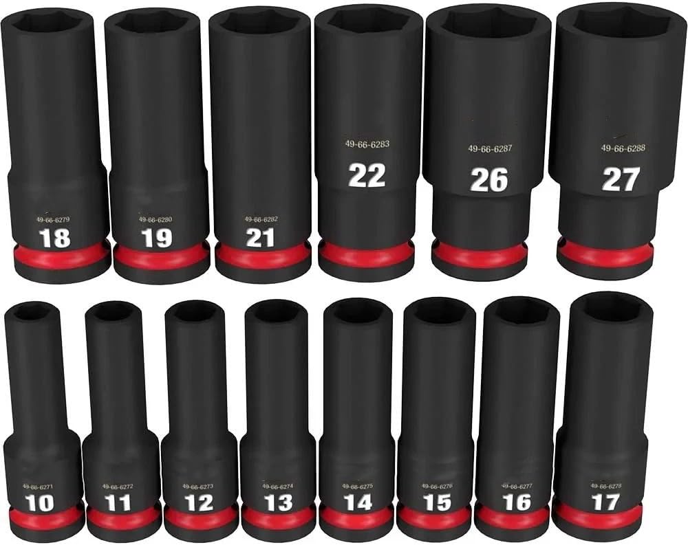 14PC 49-66-7014 for Milwaukee 1/2' Drive Metric Deep 6-Pt Socket Set