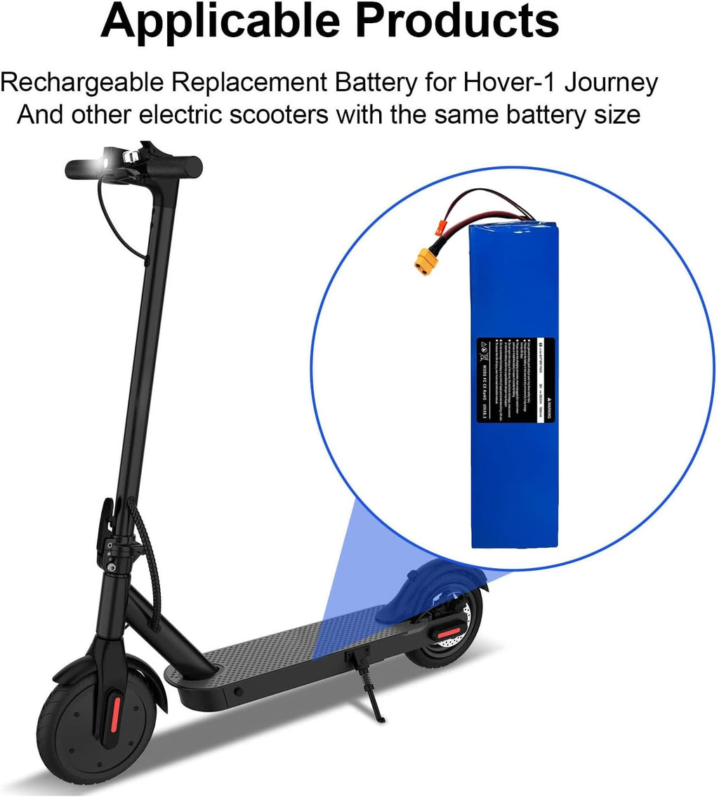 36V E Scooter Replacement Lithium Battery 280.8Wh, 7.8Ah Battery for Hover-1 Journey Folding Scooter Adult, Fit for 400W-750W Motor