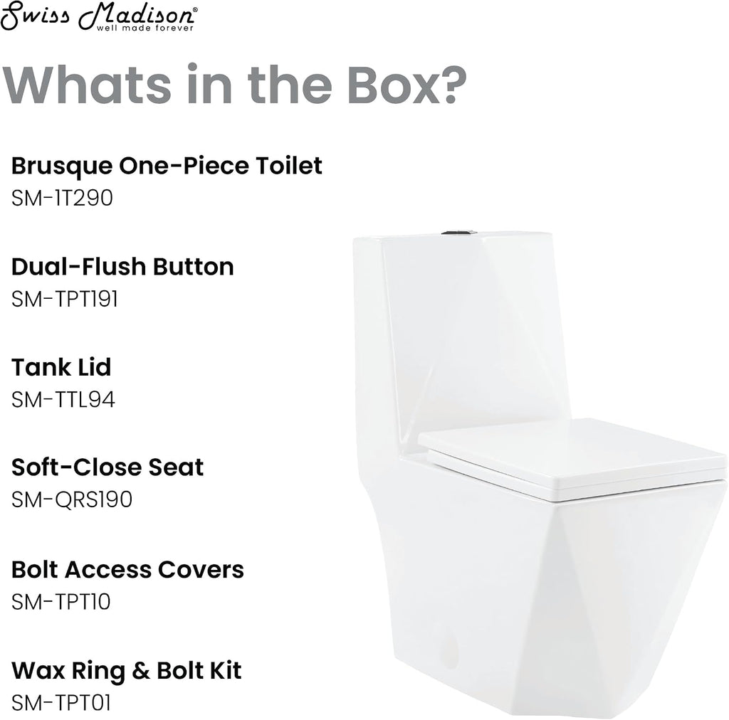 Brusque One-Piece Square Toilet Dual-Flush 1.1/1.6 gpf