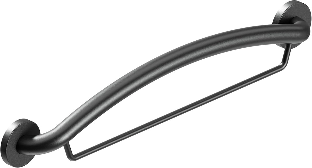 HEALTHCRAFT Plus Series Grab Bar 19.5' Shampoo Shelf / 24' Towel Bar Combo Pack in Matte Black