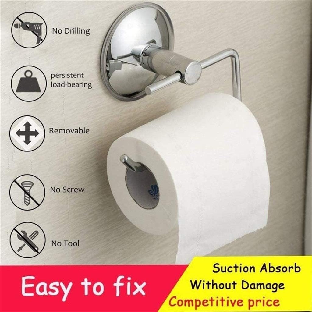 Suction Cup Paper Towel Holder Chrome Plated Stainless Steel Bar for Bathroom Kitchen