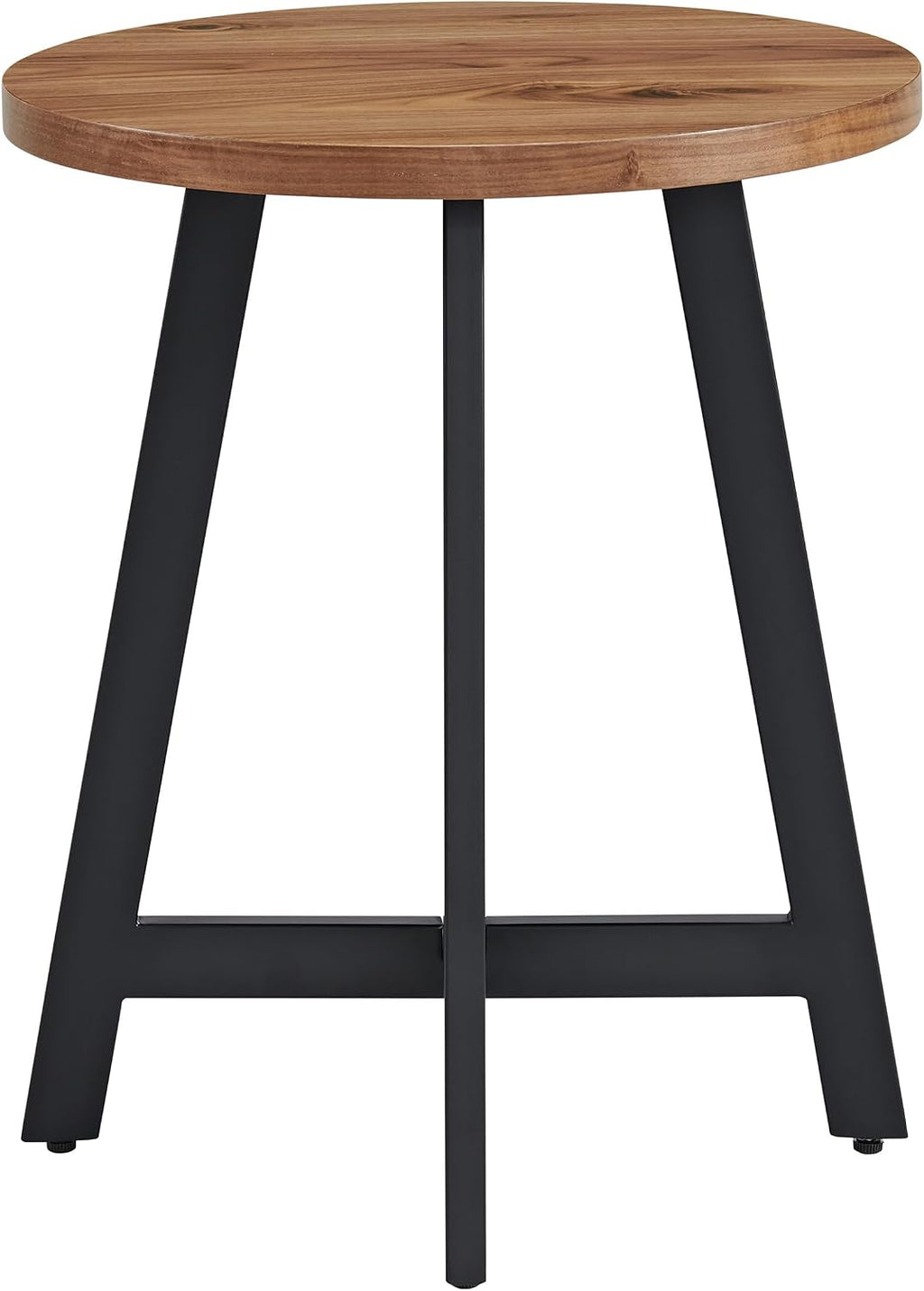 Alaterre Furniture End Table Set - Set of 2 Round Side Tables with MDF Tops and Metal Frames - for Living Room, Bedroom, or Dorm Room (Walnut)