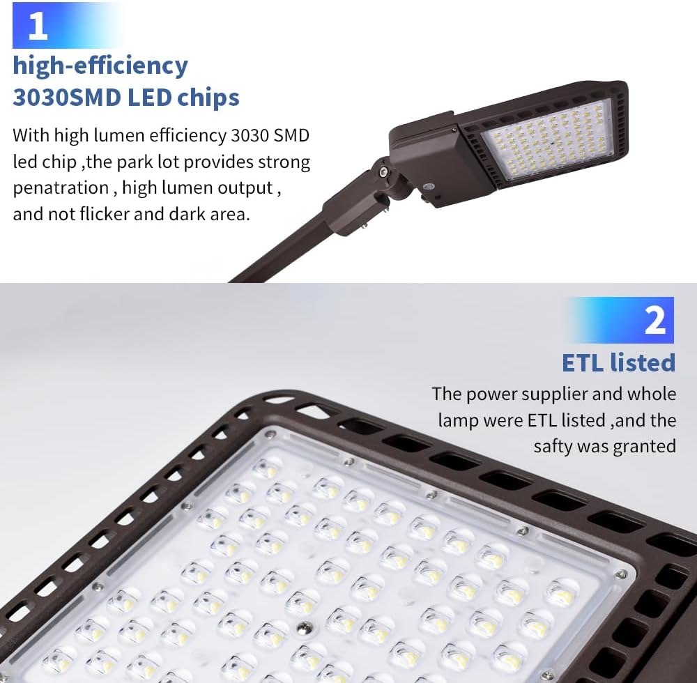 4 Pack LED Parking Lot Light Outdoor 300W with Dusk to Dawn Photocell & Slip Fitter,39000LM 5000K Daylight,IP65 Waterproof ETL Listed,Commercial Shoebox Pole Light for Parking Lot Street Yard Roadway
