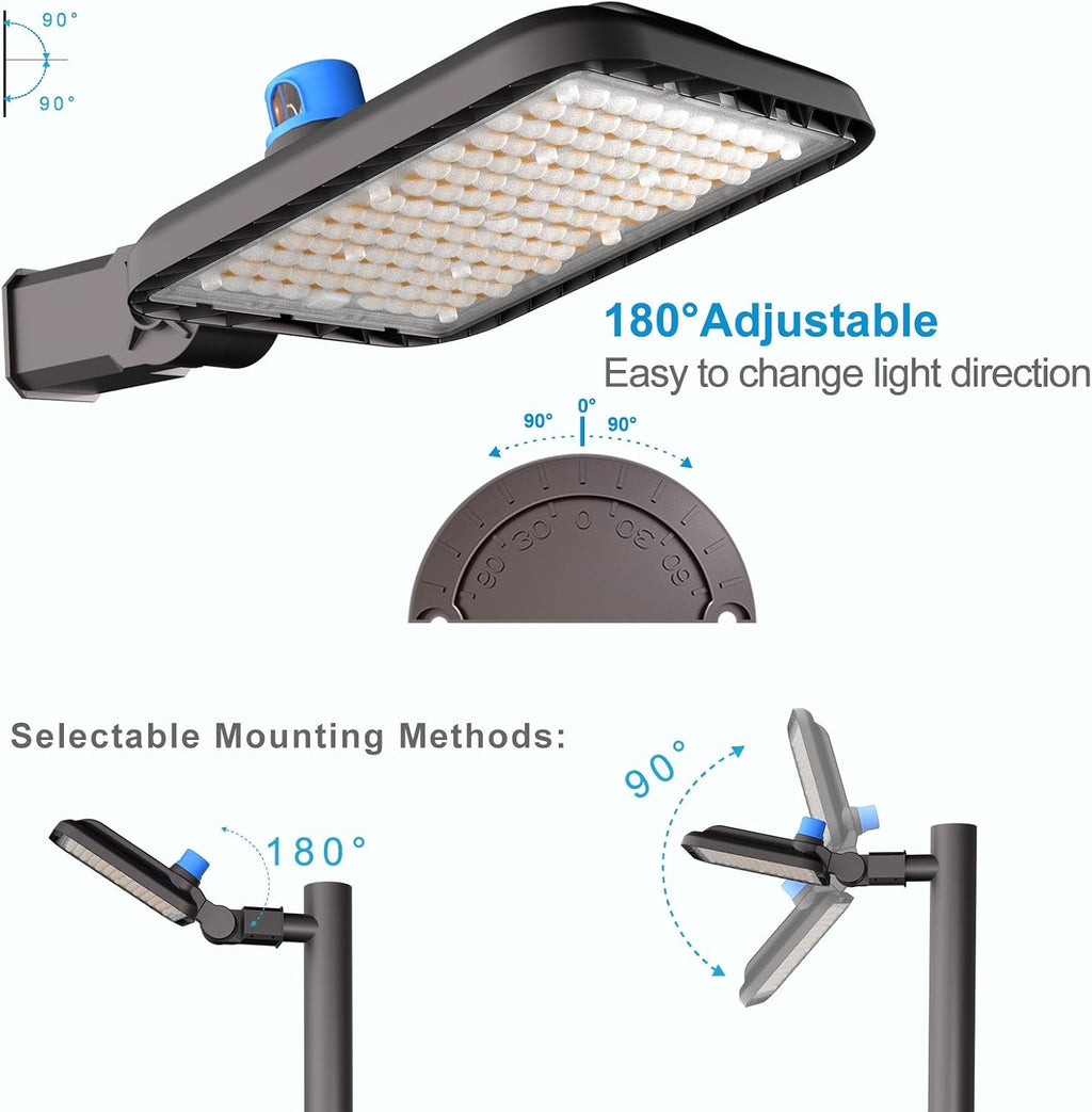4Pack 240W LED Parking Lot Light (60000LM Eqv 1000W HID/HPS) 5000K SlipFitter Mount LED Pole Light with Dusk to Dawn Photocell IP65 Outdoor Area Lighting for Driveway/Yard/Barn/Backyard-7Yrs Warranty